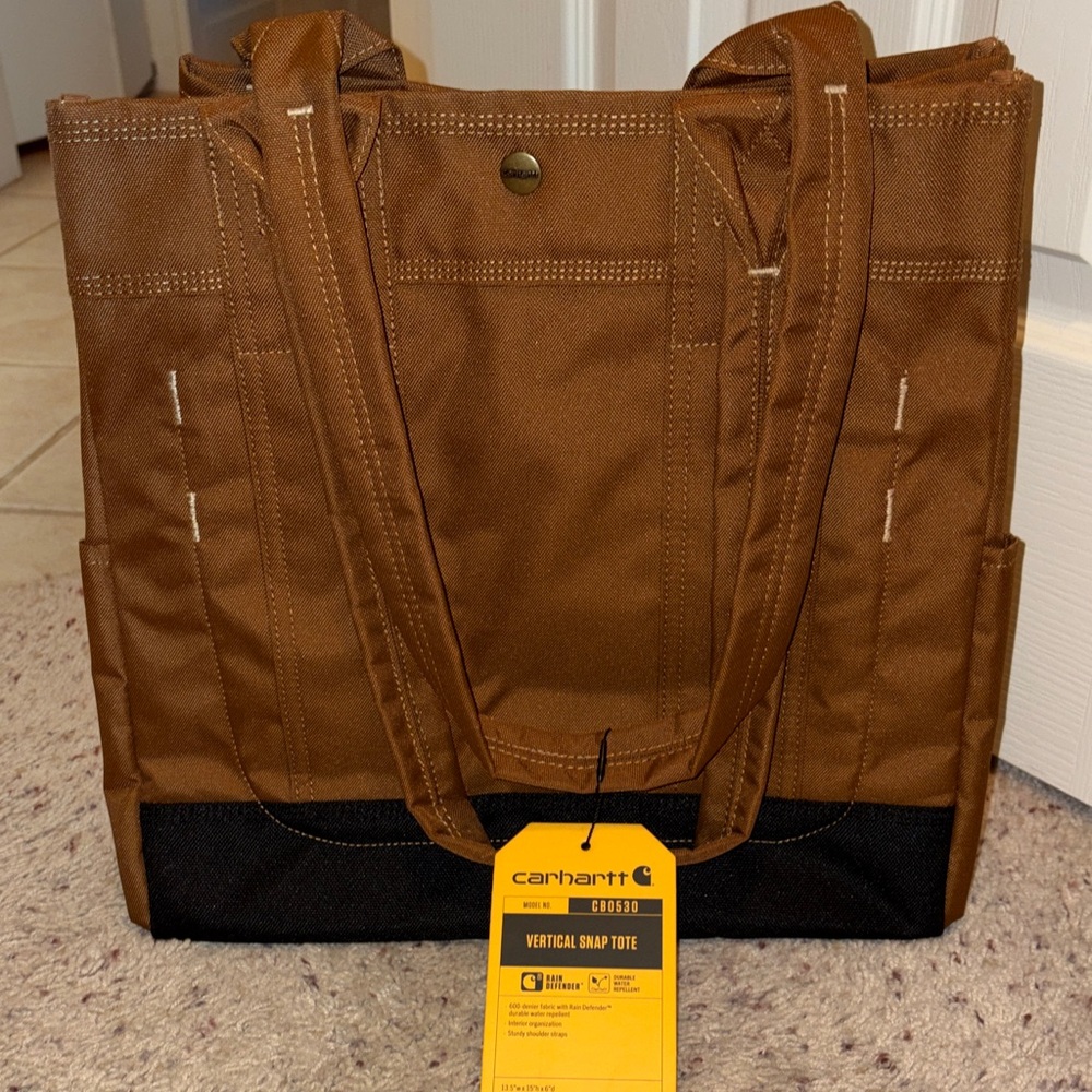 NWT Carhartt Brown and Black Vertical Snap Tote